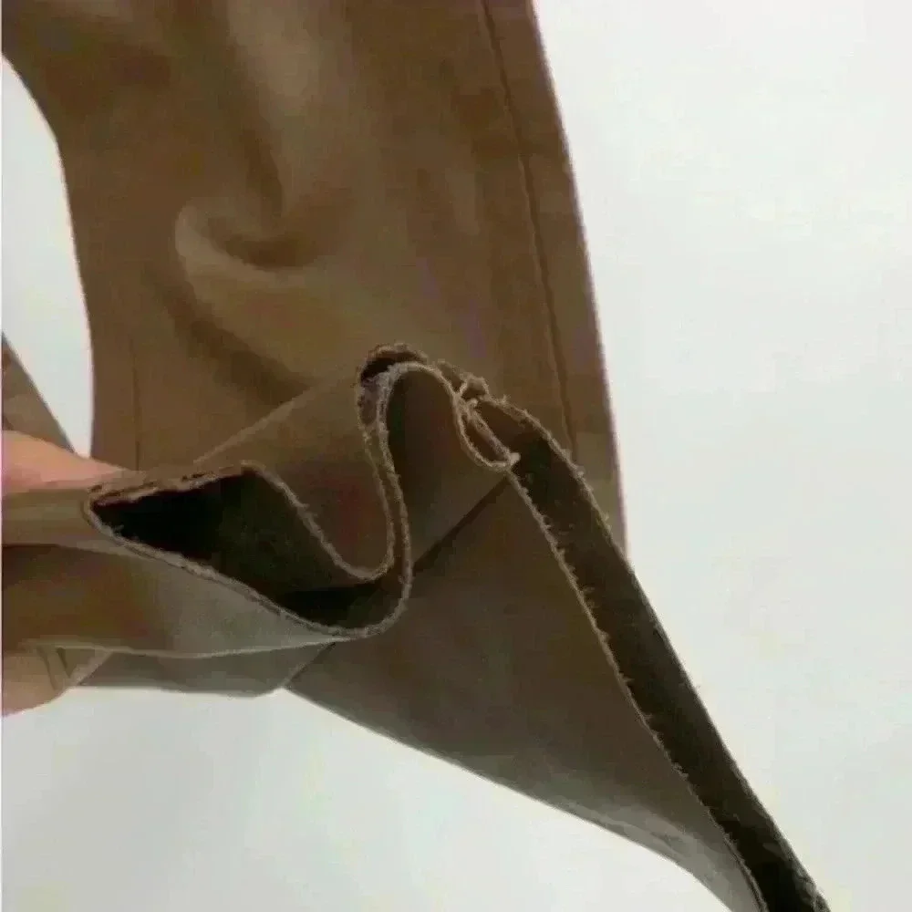 Zara Brown Faux Leather High‎ Rise Leggings w Raw Hem size S - Picture 5 of 15